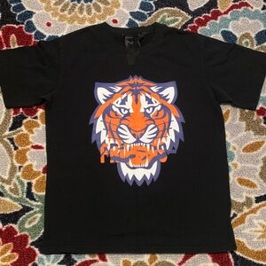 VLONE Black Tee with Orange Tiger Graphic